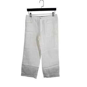 Sigrid Olsen Womens 100% Linen White Capri Pants Lightweight Boho Size 6
